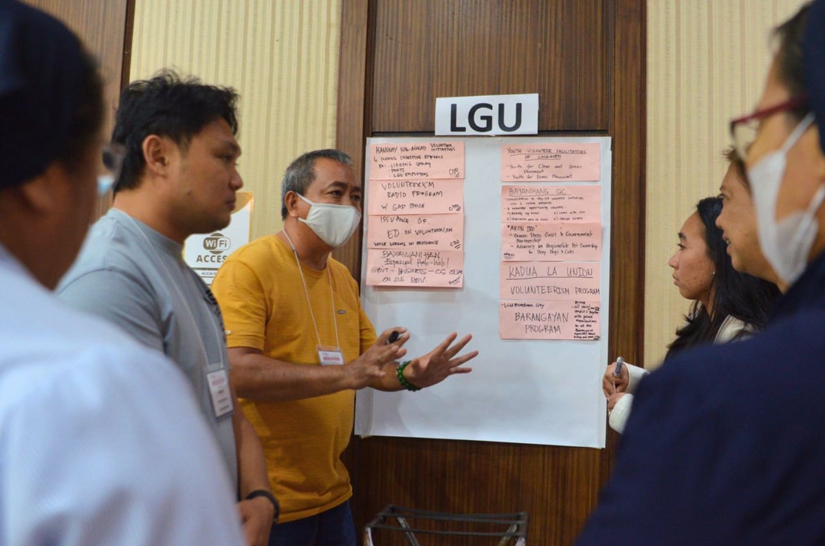 Workshop participants discuss volunteerism program ideas for local government units.