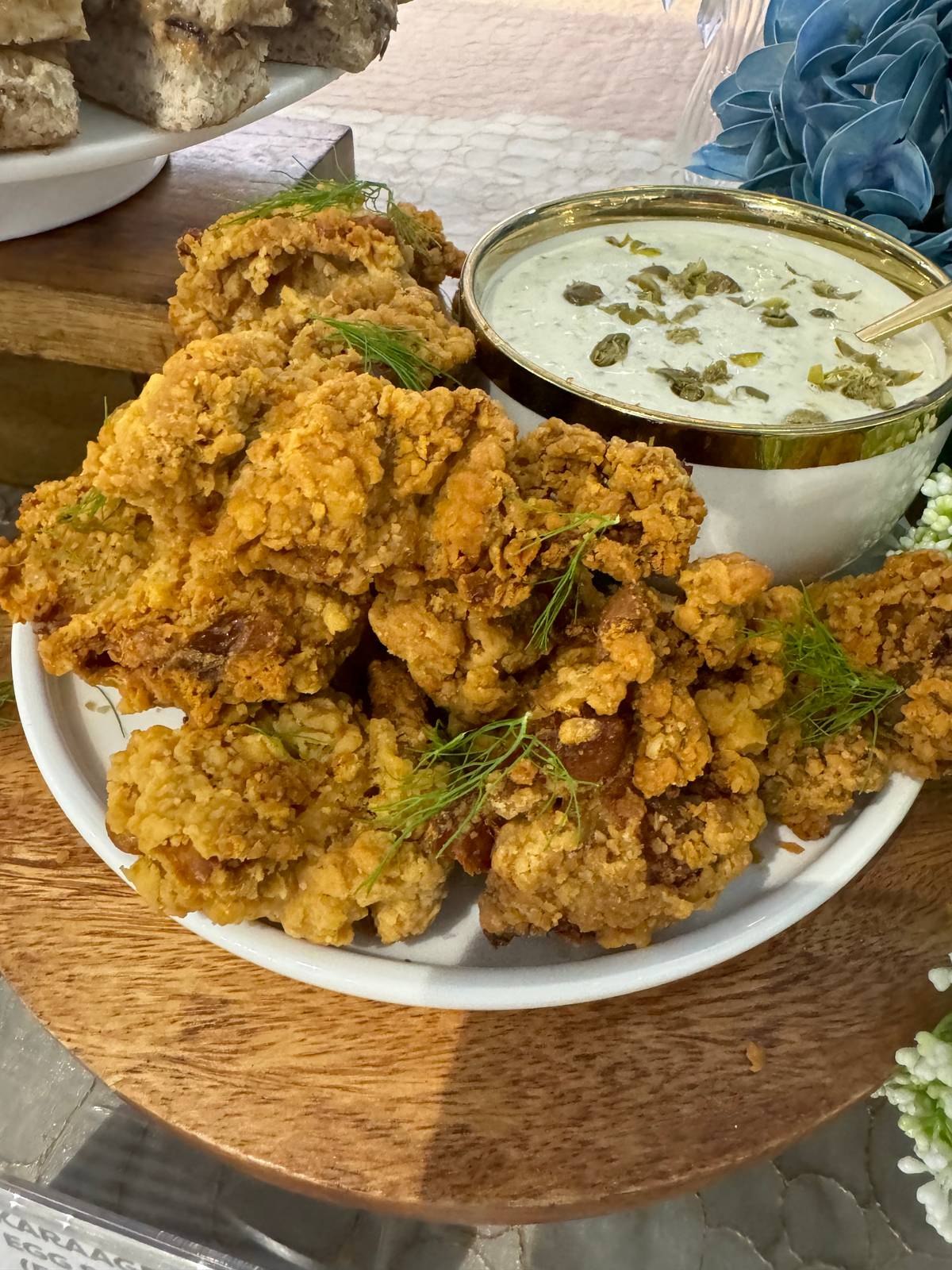 Karaage with Egg Salad Dip.