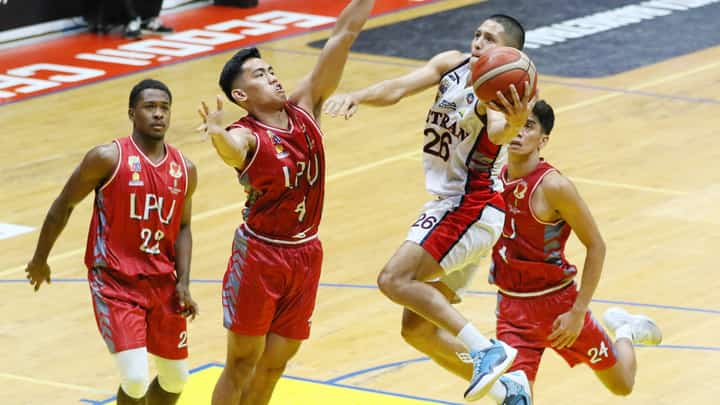 Jimboy Estrada shows the way as Letran dumps Lyceum, 78-66, on Saturday in Season 100 NCAA basketball tournament.