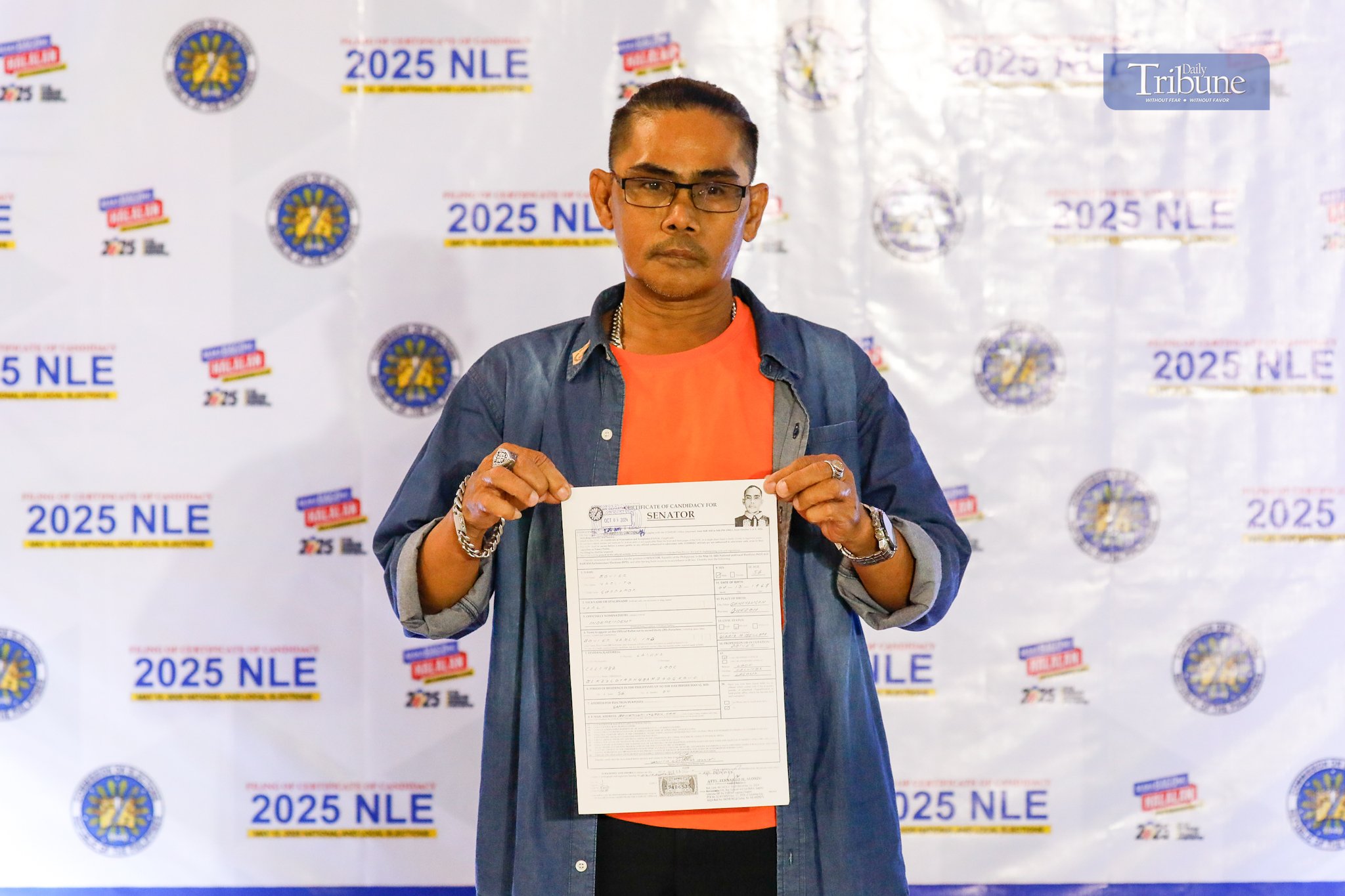 Warlito Bovier files certificate of candidacy for senator in 2025 elections