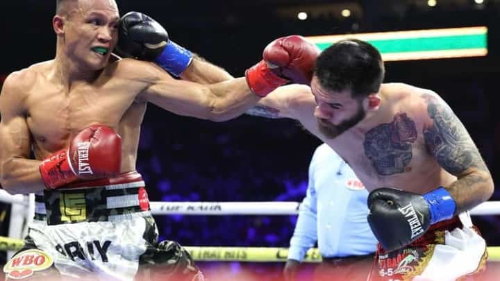 Charly Suarez (left), who knocked out American Jorge Castaneda in his last fight in Arizina, will have to wait a while before getting a shot at the WBO super-featherweight crown, according to Top Rank.