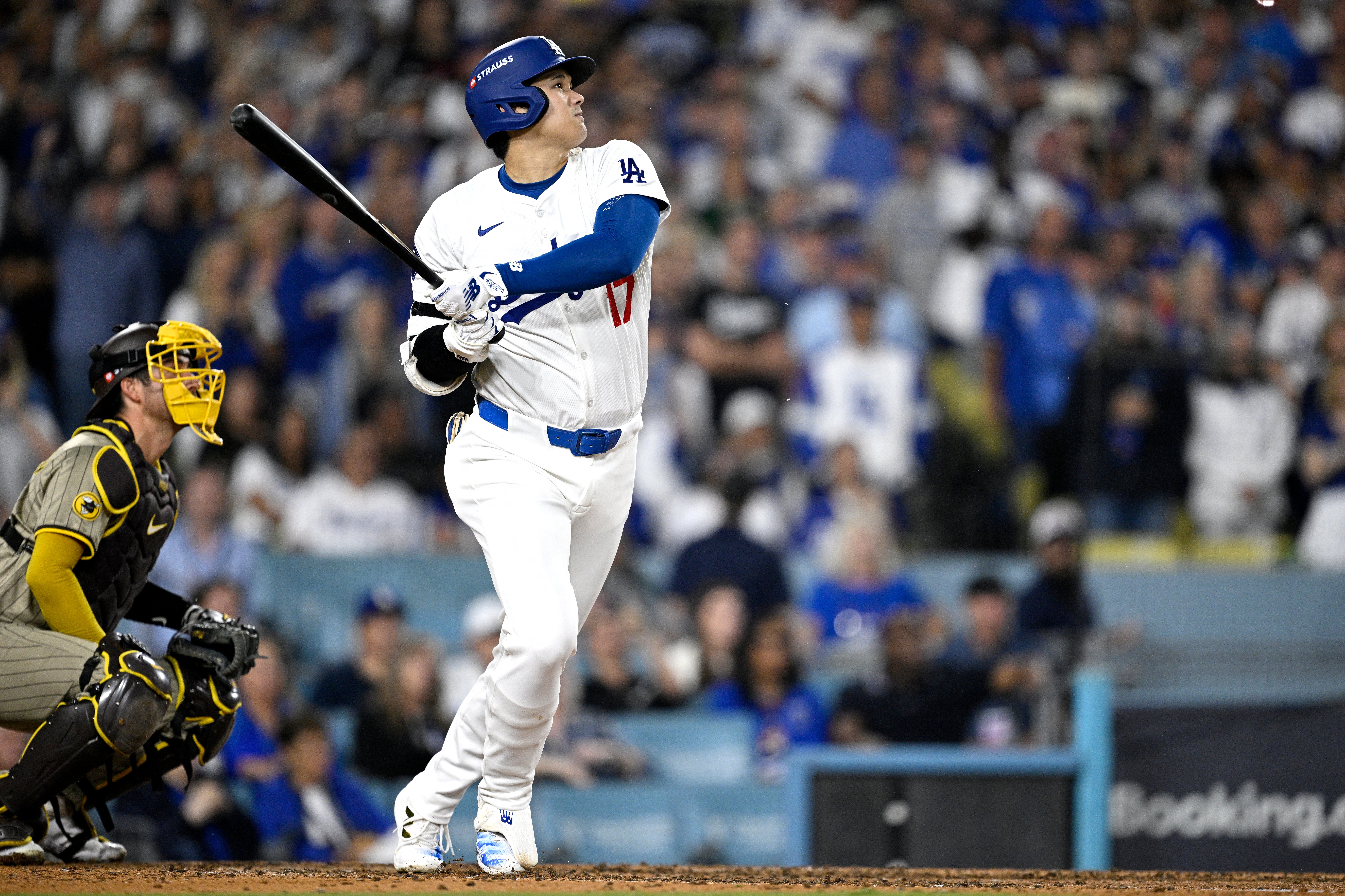 SHOHEI Ohtani blasts a three-run home run to power the Los Angeles Dodgers to a 7-5 win over the San Diego Padres in the opener of their MLB playoffs series.