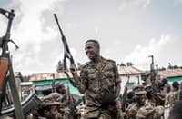 (FILE) An Ethiopian soldier finishes training in Dabat in the middle of conflicts in the Horn of Africa nation that began in 2019