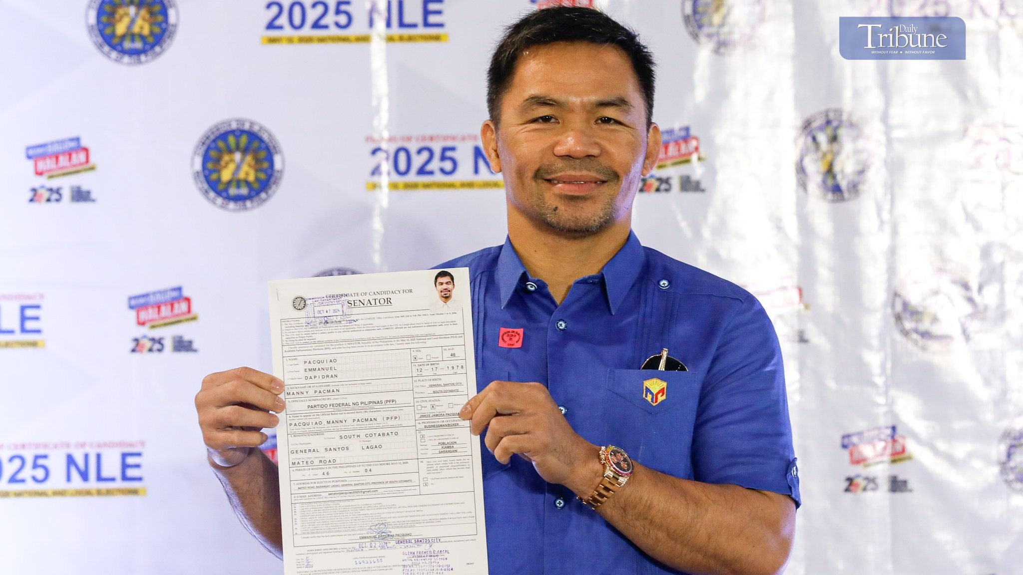 Pacman files COC for Senate seat