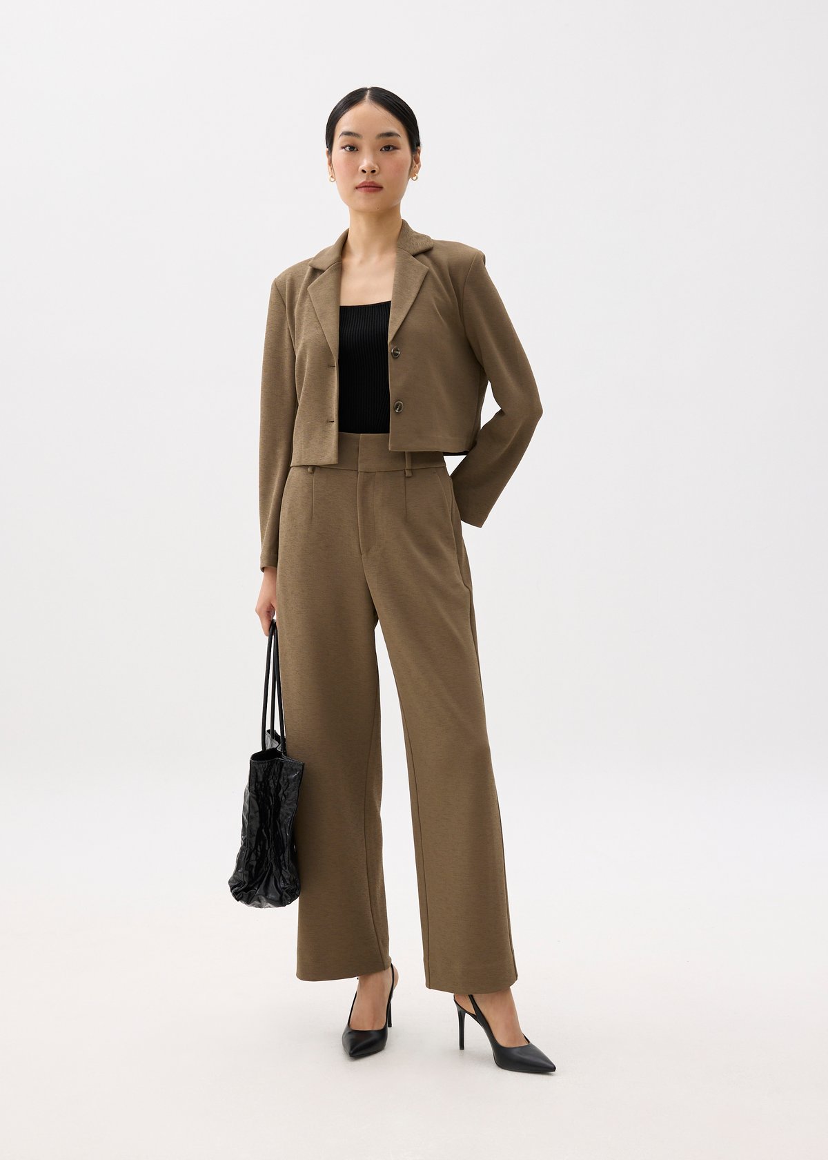 Leggy™ Mentari Super High Waist Straight Leg Pants (Shitake Clay)
