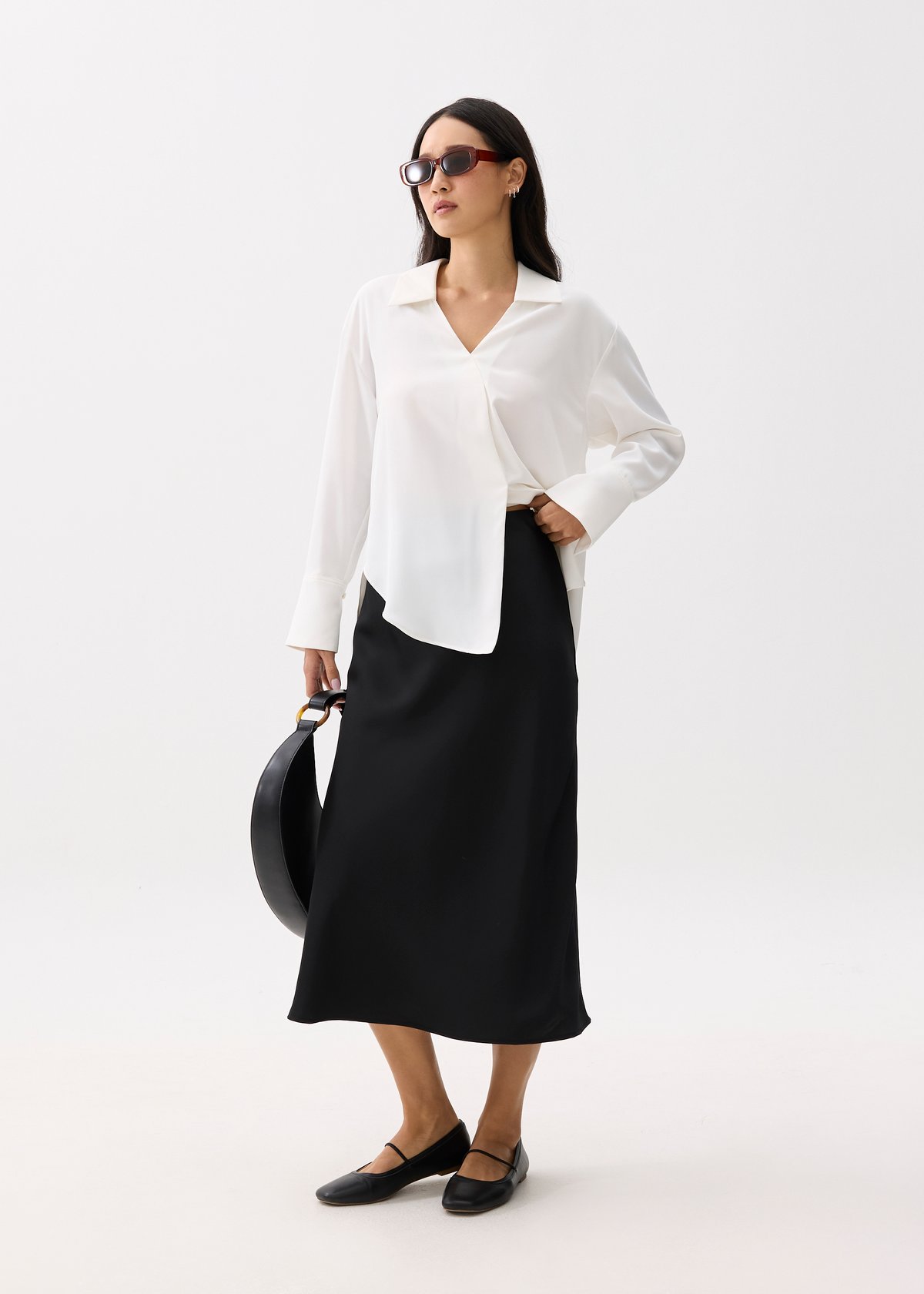 Ily Notch Collar Blouse (White).