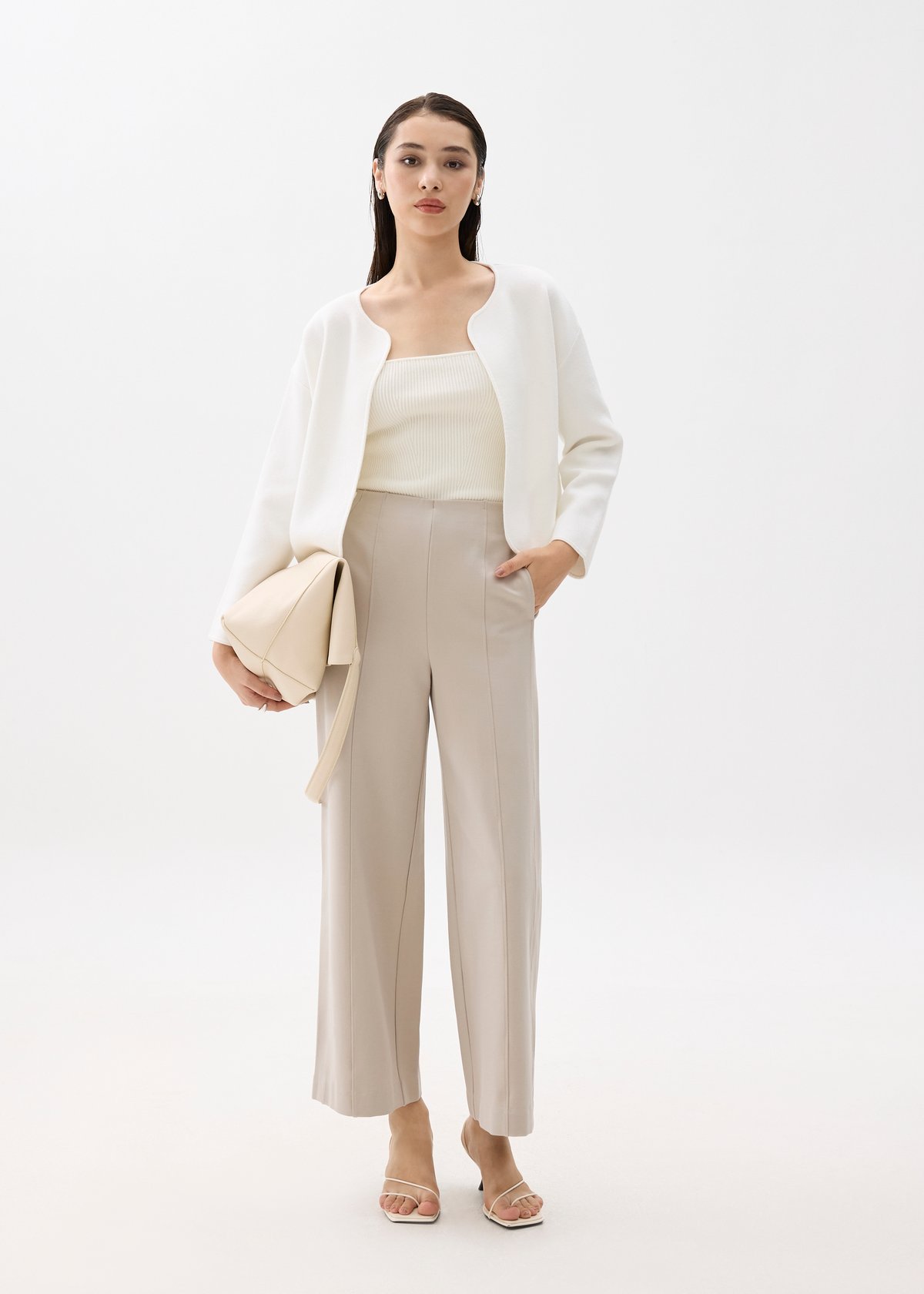 Lia Elastic High Waist Wide Leg Pants.