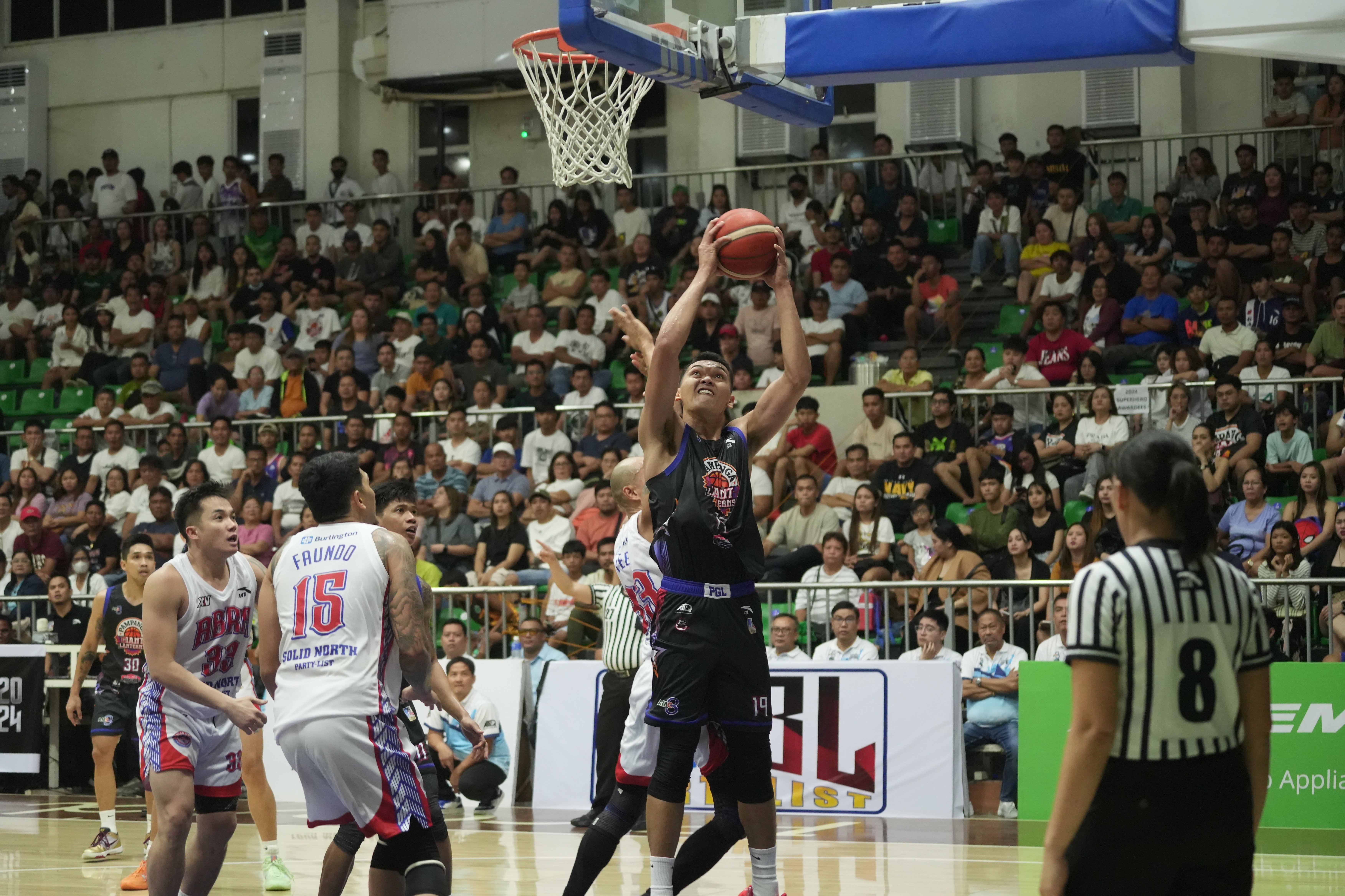 Justin Baltazar muscles his way to a 24-point, 16-rebounds effort to tow Pampanga to a 79-64 win over Abra in the playoffs of the MPBL Sixth Season.