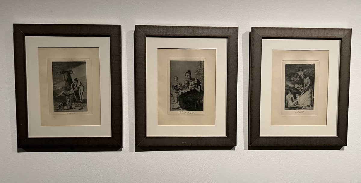 Ensayos (Trials) (1799), Hilan delgado (They spin finely) (1799), and Sopla (Blow) (1799) by Francisco Goya