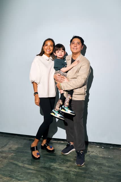 Celine Lopez, son Fernando and Marti Magsanoc