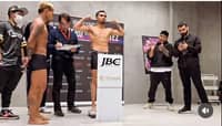 An overweight Johnriel Casimero watches his American opponent Saul Sanchez easily conquer the scales in Yokohama, Japan.