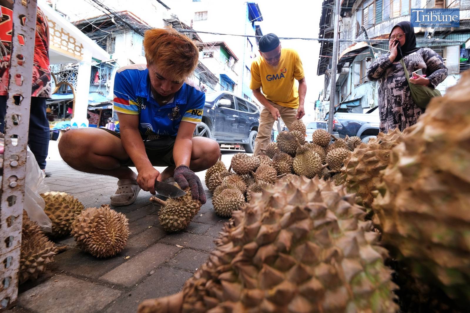 Durian, the king of fruits, on sale in Quiapo, Manila.