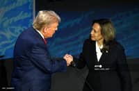 US Vice President and Democratic presidential candidate Kamala Harris (R) shakes hands with former US President and Republican presidential candidate Donald Trump during a presidential debate at the National Constitution Center in Philadelphia, Pennsylvania, on 10 September 2024.
Kamala Harris and Donald Trump are entering the final one-month sprint to the most dramatic US presidential election in modern history, with both candidates warning the fate of a divided nation hangs on a result that is still too close to call.
SAUL LOEB / AFP