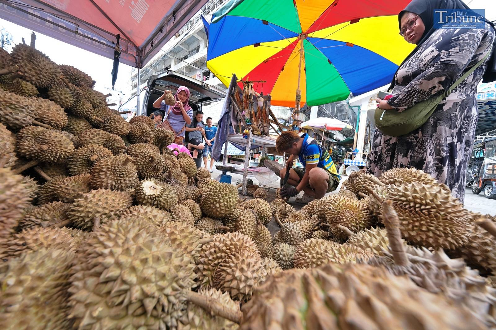 Durian, the king of fruits, on sale in Quiapo, Manila.