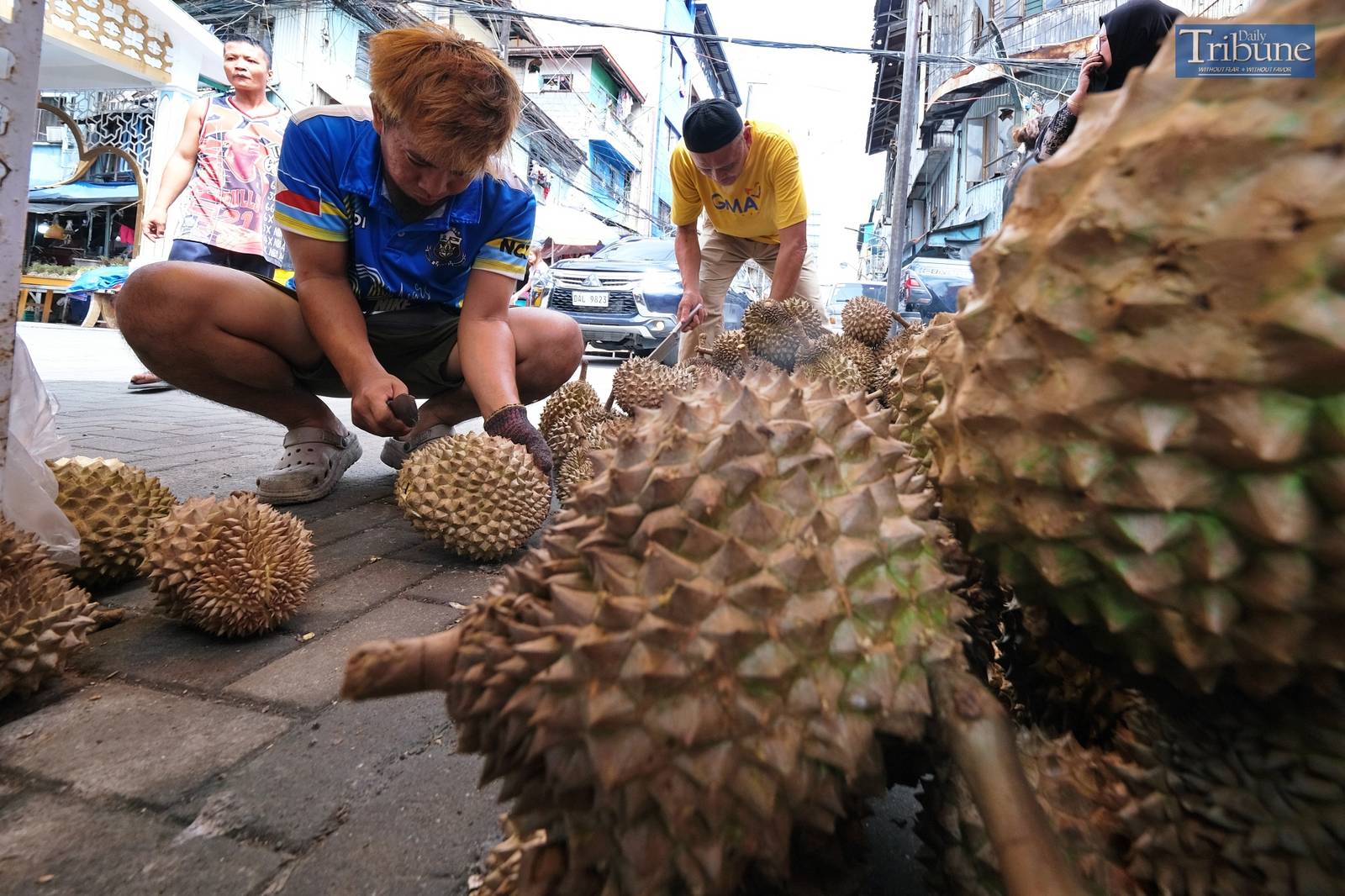 Durian, the king of fruits, on sale in Quiapo, Manila.