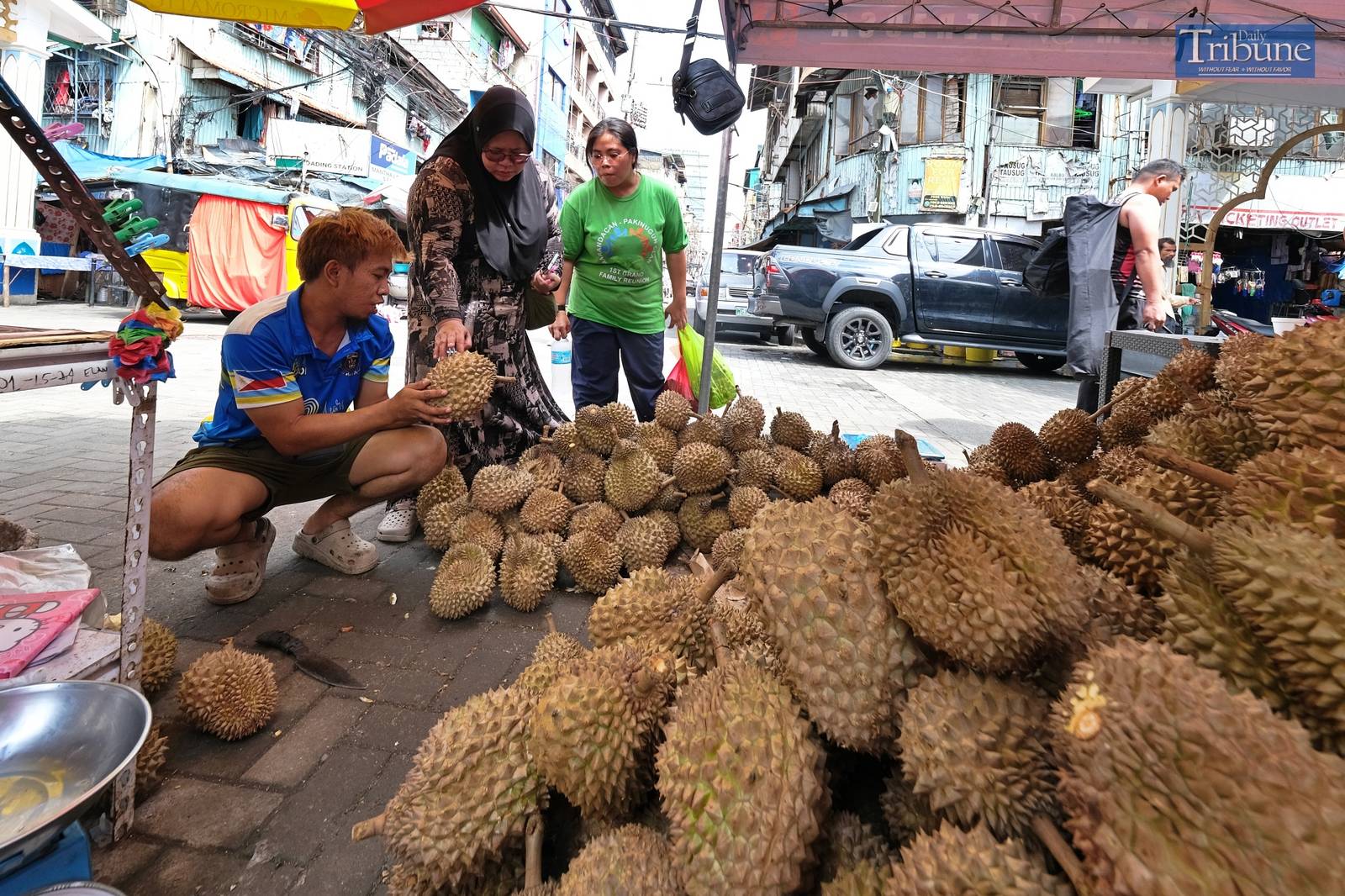 Durian, the king of fruits, on sale in Quiapo, Manila.
