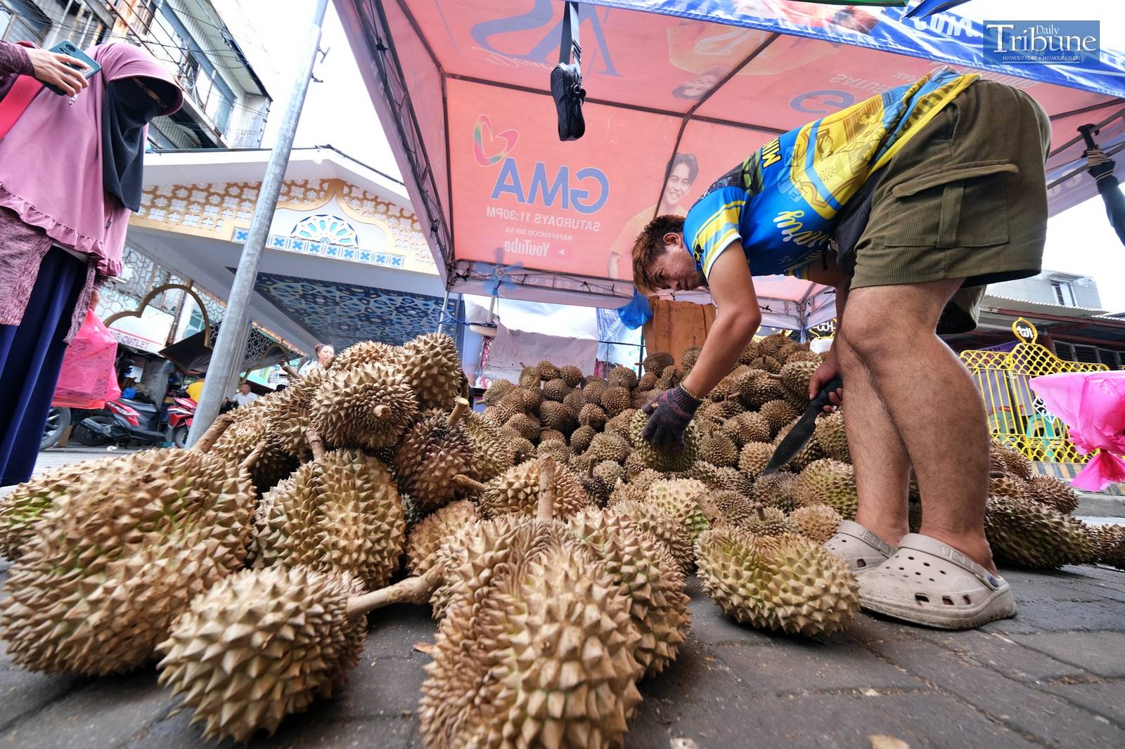 Durian, the king of fruits, on sale in Quiapo, Manila.