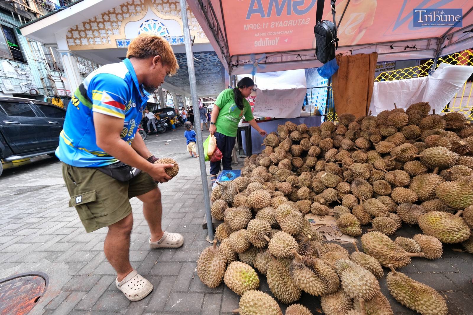 Durian, the king of fruits, on sale in Quiapo, Manila.