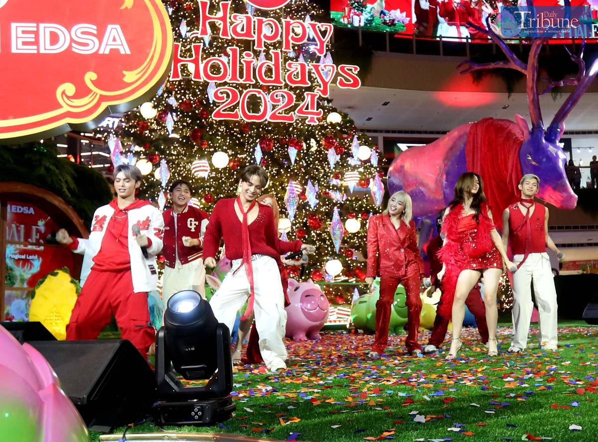 VXON and G22 Ppop members perform sing and dance, to entertain the guests during the Christmas Tree Lighting at SM North Edsa in Quezon City, on Wednesday, October 16, 2024.