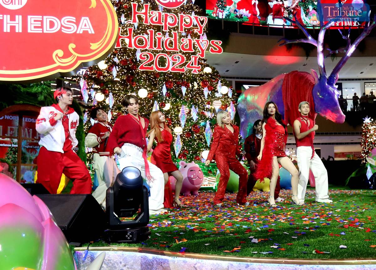 VXON and G22 Ppop members perform sing and dance, to entertain the guests during the Christmas Tree Lighting at SM North Edsa in Quezon City, on Wednesday, October 16, 2024.