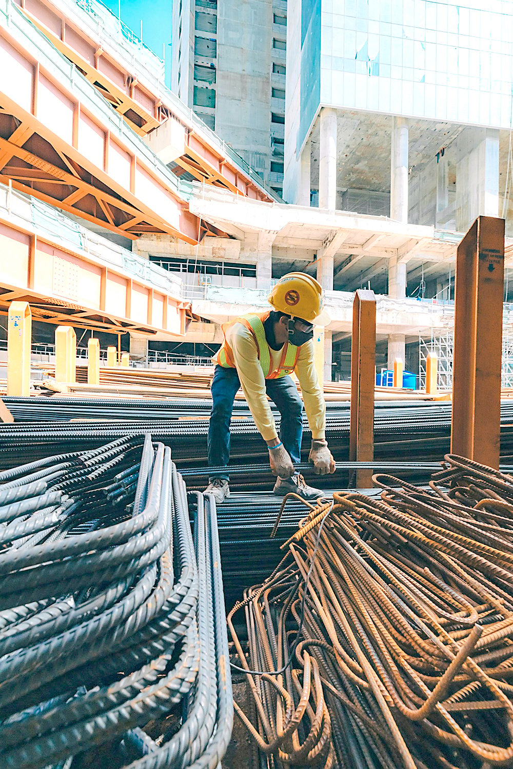 MDC utilizes low-carbon materials like green steel bars for sustainable construction.