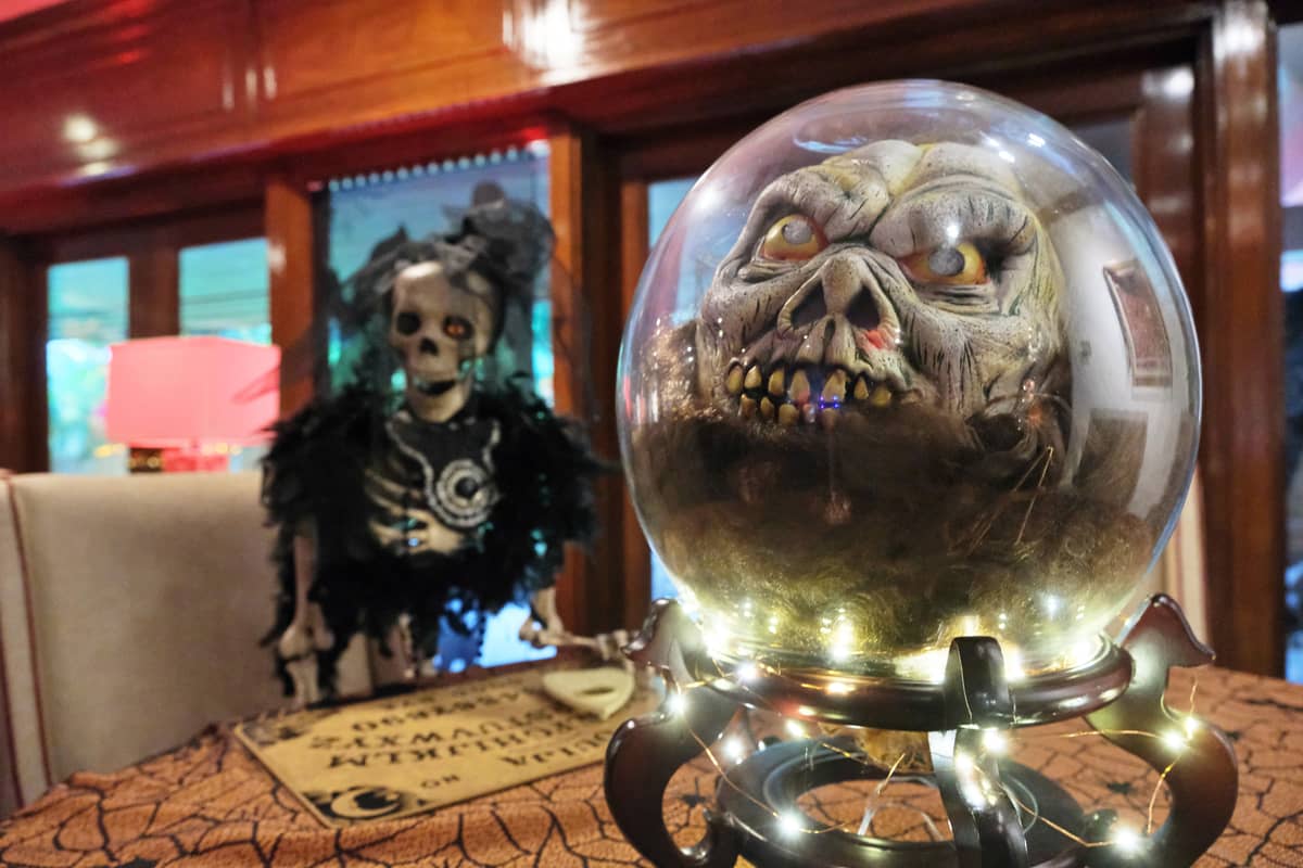 A table centerpiece in the hauntingly decorated venue.