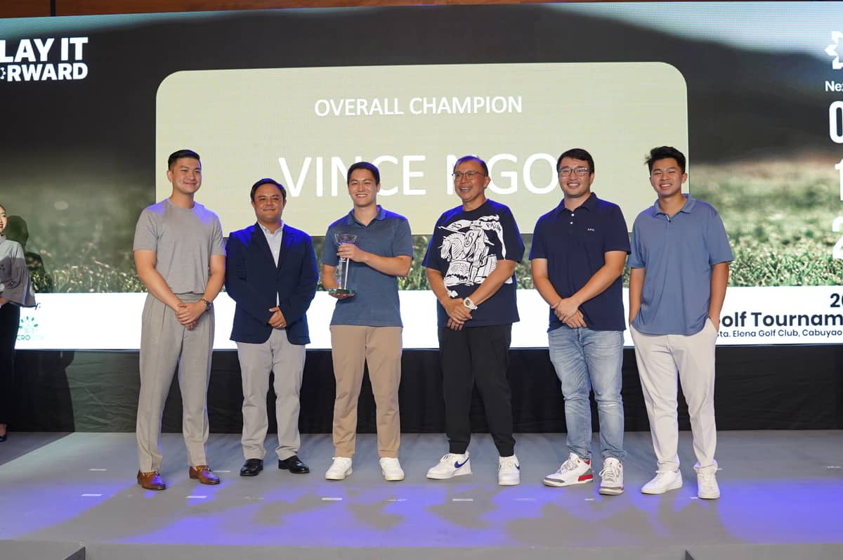 San Miguel Corporation’s Jacob Ang, NextGen Golf committee chairman Paolo Tantoco, overall champion Vince Ngo, WCK Holdings COO Caesar Wong Chu King, WCK and Acrocity’s Angelo Wong Chu King and Keith Wong Chu King.