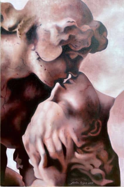 ‘The Kiss,’ oil on canvas, 30” x 20,” 2024.