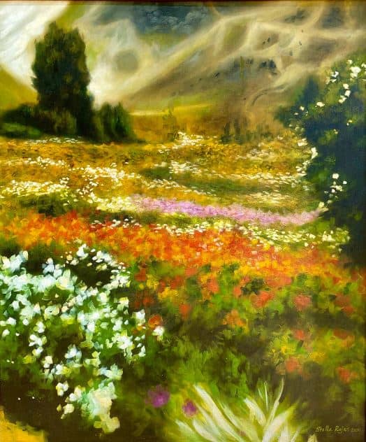 ‘Wild Flowers, French Alps,’ oil on canvas, 24” x 20,” 2010.