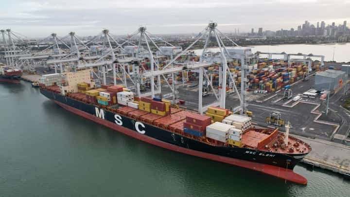 The inaugural call of the Wallaby service was marked by the arrival of the vessel MSC Eleni.