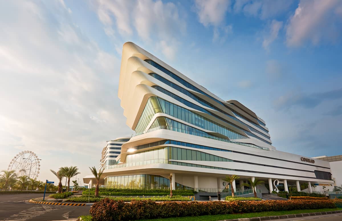 Conrad Hotel in Pasay City is a popular destination for tourists and locals alike as it offers a breathtaking view of the SM by the Bay especially at night.