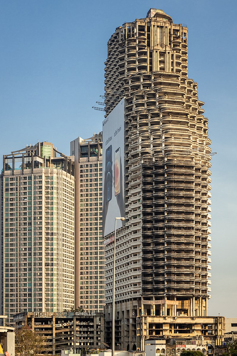 Abandoned Saturn Unique Tower in Thailand.