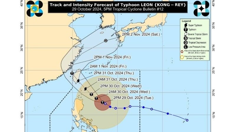 Typhoon ‘Leon’ intensifying