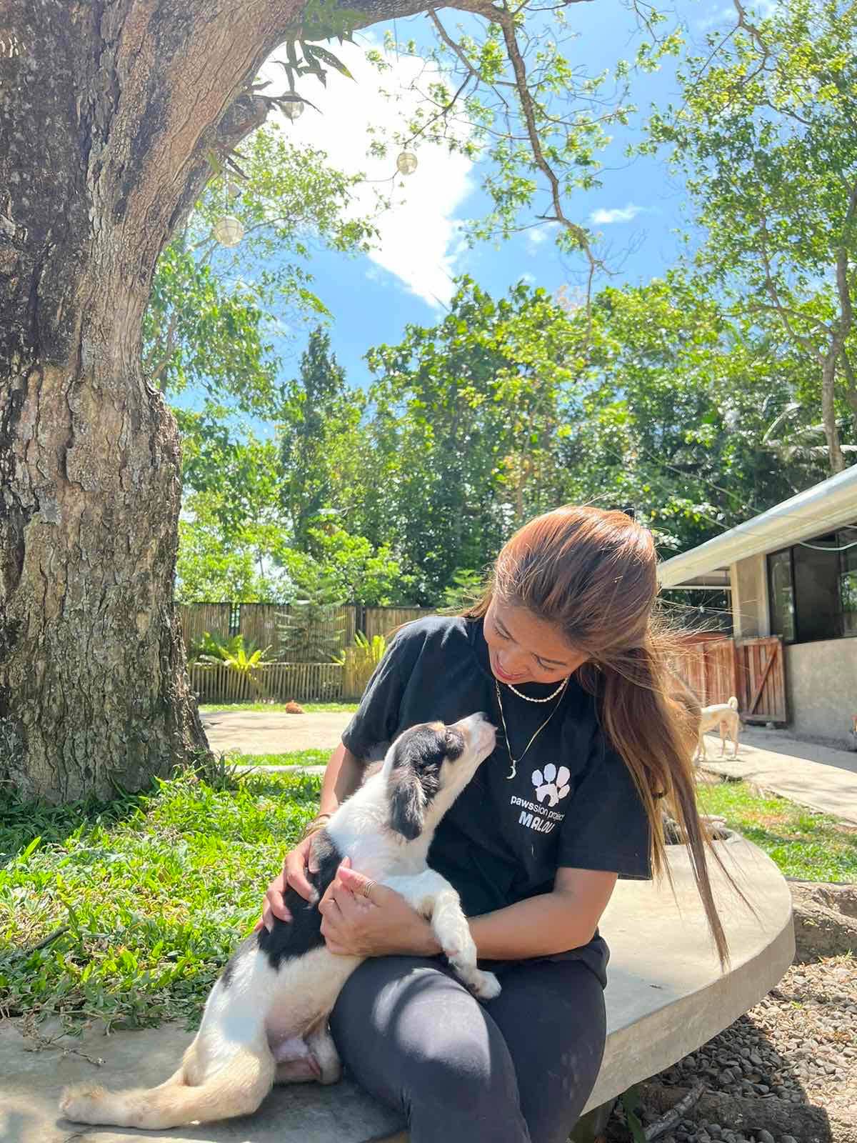 Malou Perez with Luigi, one of PAWSsion’s most special rescue. He is a paraplegic dog, distemper and parvo survivor. He recently crossed the rainbow bridge.