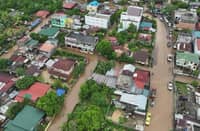 Submerged houses in Polangui, Albay due to the onslaught of Severe Tropical Storm Kristine
