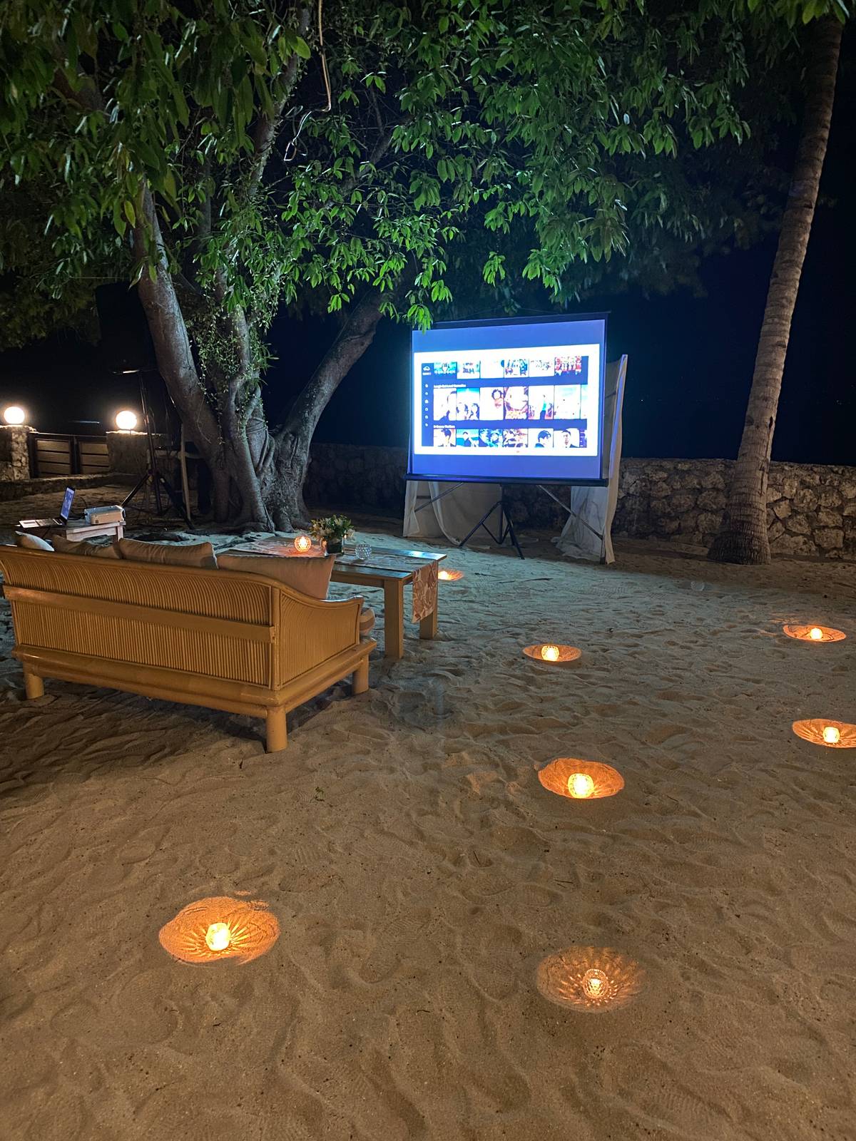 Movie night by the beach.