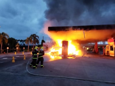 Reckless driving lights gas station on fire in Clark