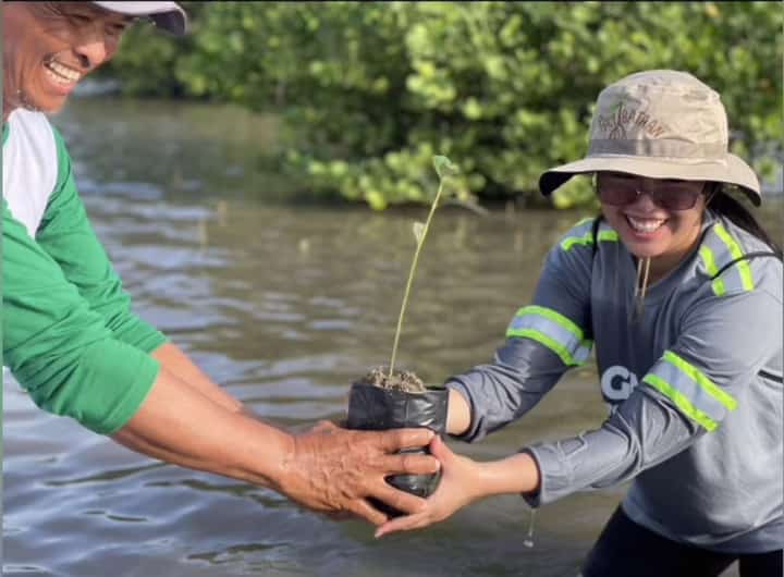 Volunteers from GMEC plant Avicennia and Sonneratia species in Barangay Kabalutan, Orani, Bataan.