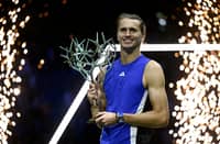 ALEXANDER Zverev lifts the trophy after ruling the men’s singles event of the Paris Masters on Sunday.
