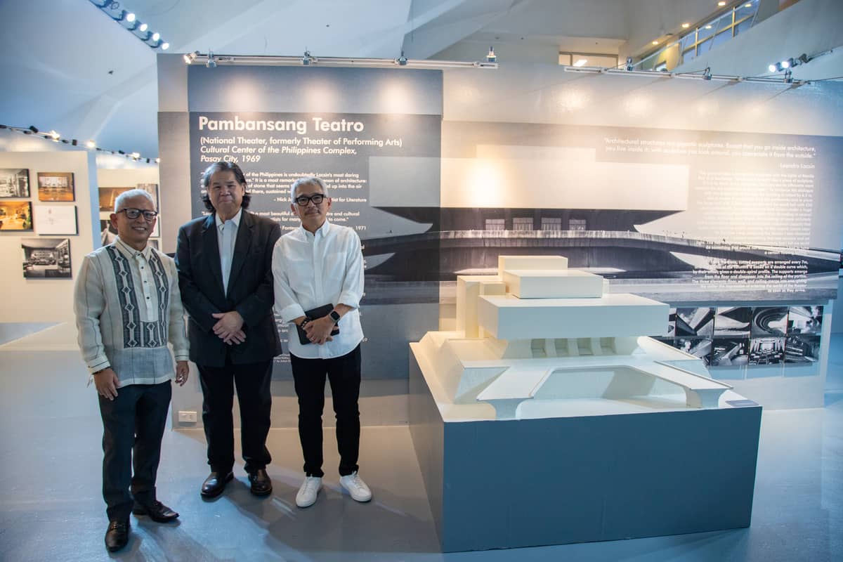 Curator Gerry Torres, LVLP Administrator and Design Consultant Andy Locsin, and De La Salle-College of Saint Benilde President Br. Edmundo Fernandez FSC