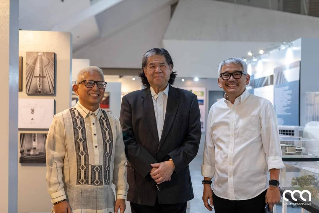 Curator Gerry Torres, LVLP Administrator and Design Consultant Andy Locsin, and De La Salle-College of Saint Benilde President Br. Edmundo Fernandez FSC