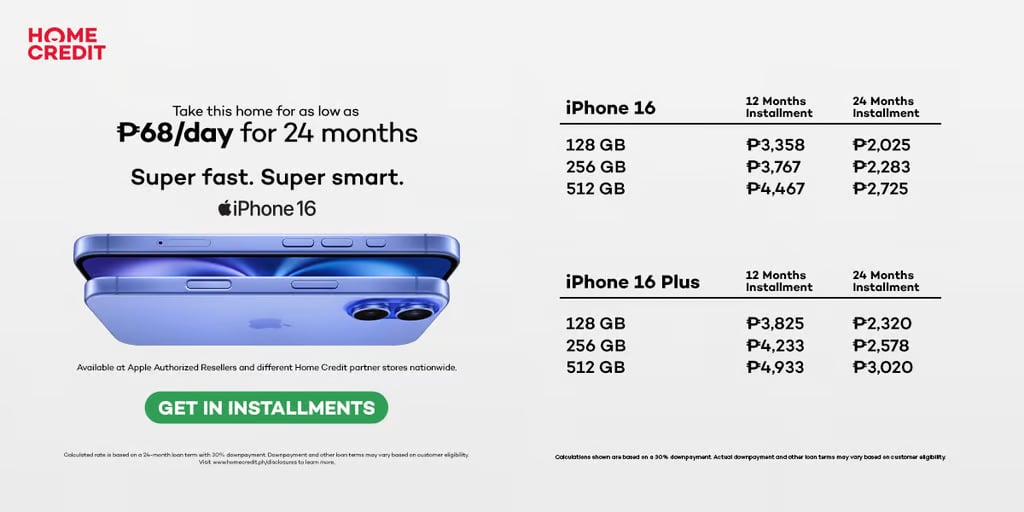 Get the new iPhone 16 Pro for as low as PhP86 per day with Home Credit's flexible payment plans