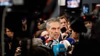 Dutch Prime Minister Dick Schoof addresses journalists on the clashes that erupted after a Europa League football match between Ajax Amsterdam and Maccabi Tel-Aviv in Amsterdam overnight, on the sidelines of an Informal Meeting of Heads of State or Government of the European Union in Budapest, on 8 November 2024.