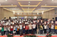 LOOK: SHFC President & CEO Federico Laxa leads the awarding of 68 transfer certificates of title and 148 certificates of award to member-beneficiaries of its Community Mortgage Program and High Density Housing Program, respectively. | Photo courtesy of SHFC