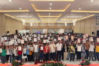 LOOK: SHFC President & CEO Federico Laxa leads the awarding of 68 transfer certificates of title and 148 certificates of award to member-beneficiaries of its Community Mortgage Program and High Density Housing Program, respectively. | Photo courtesy of SHFC