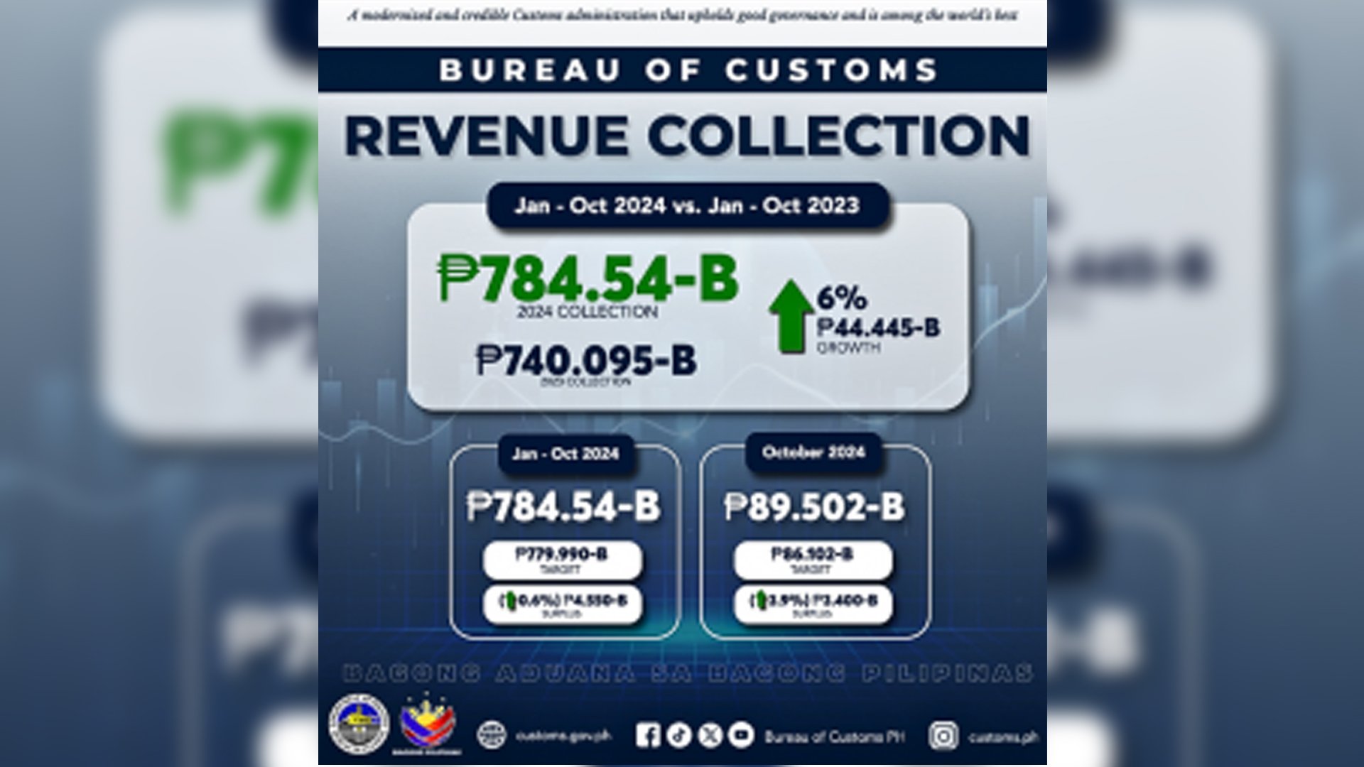 BoC collects P784.54B for year until October