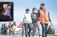 Out, they say! Guatemalan migrants deported from the United States walk on the tarmac after landing at the Air Force Base in Guatemala City in the first flight of deportees of the year on 3 January. The US has deported 55,000 Guatemalans, a record that exceeds that of 2019, at 54,500, according to records of the General Directorate of Migration of Guatemala. More deportations are seen with President-elect Donald Trump (inset), who won the White House partly based on his immigration policies, beginning his term in January 2025.