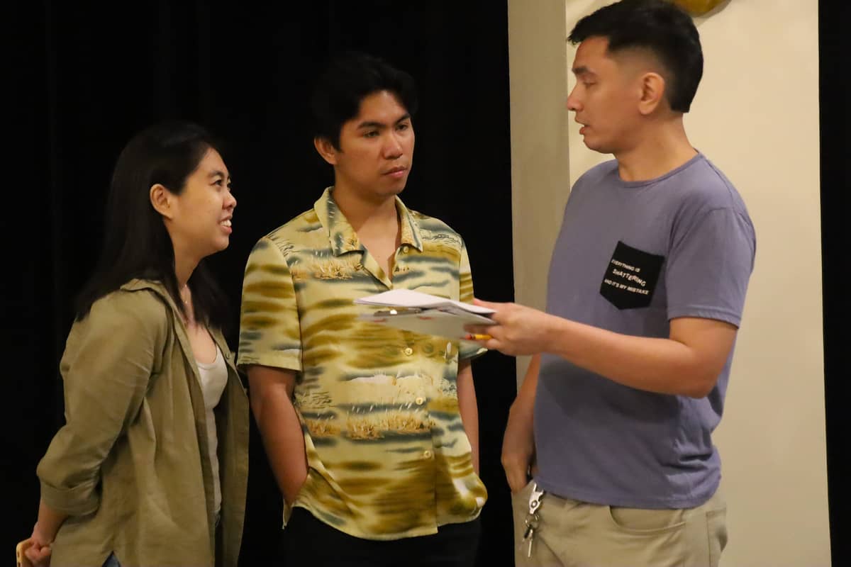Production manager Monique Sengco with the cast members.