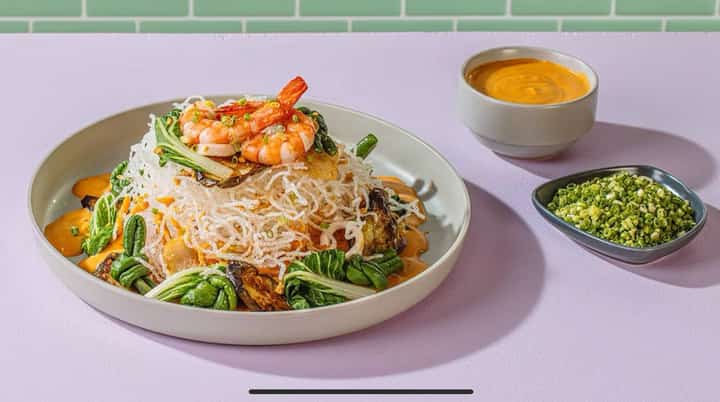 Crispy Pancit with Mixed Seafood Kare-Kare.