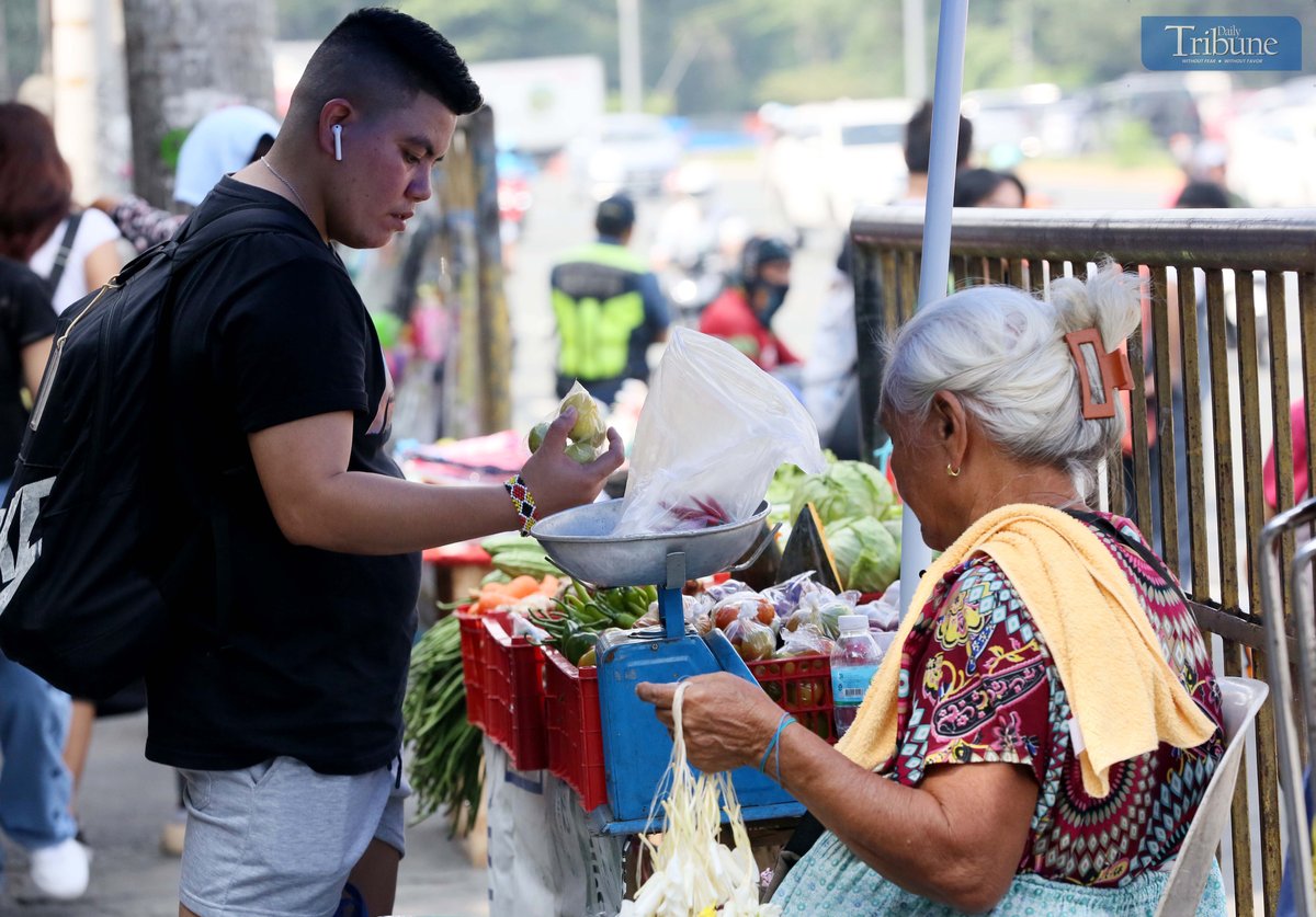 On Friday, 15 November 2024, a customer purchases vegetables from an 83-year-old vendor at Philcoa, along Commonwealth Avenue in Quezon City.